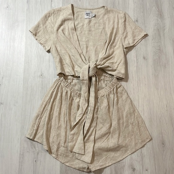 Princess Polly Beige Ragnar Tie Front Romper - Picture 2 of 4